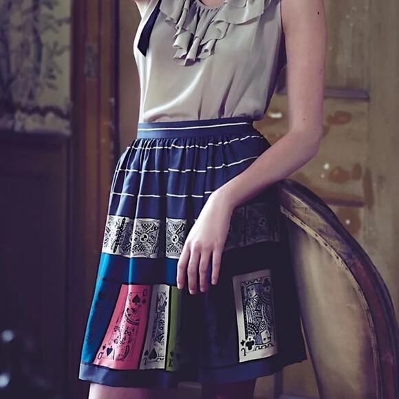NWT Anthropologie Edmé & Esyllte Pinochle Card Skirt - Picture 1 of 9